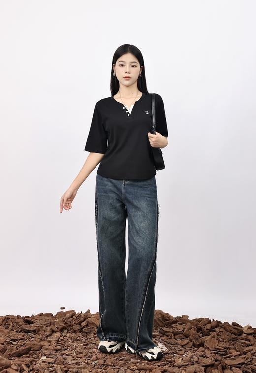 4BAR095919#撞色小V领T恤 商品图2