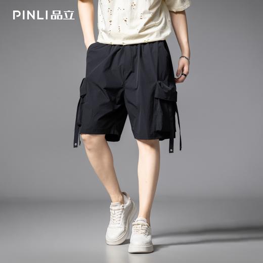 PINLI品立2025夏季新款潮牌大口袋工装短裤男宽松休闲运动五分裤 商品图6
