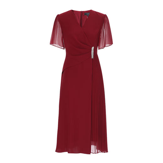 【安可拉红V领连衣裙】EITIE爱特爱气质优雅不对称2025夏新款B2507692 商品图5