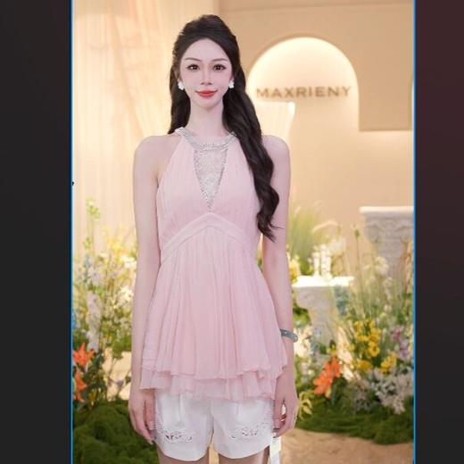 MAXRIENY浪漫氛围感桑蚕丝25夏季款款优雅气质上衣(货号:MF86TP257) 商品图0