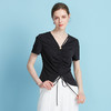 EITIE爱特爱夏季新款时尚显瘦V领抽绳褶皱露脐T恤上衣7802523 商品缩略图3
