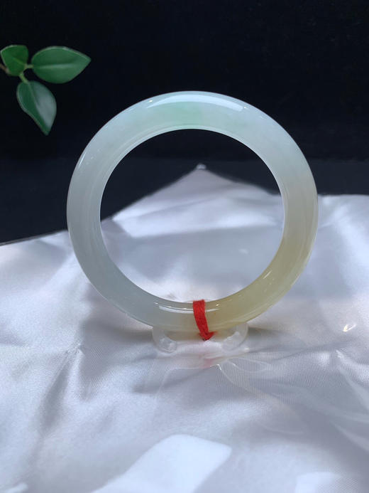 620027，52.5黄加绿细圆条，清秀纯净有特色，一截清新黄翡局部飘一些浅绿，整条润润的，干净 商品图3