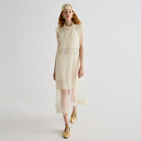 谜底针织连衣裙无袖女2025夏季新品复古文艺假两件长裙252MZ0887