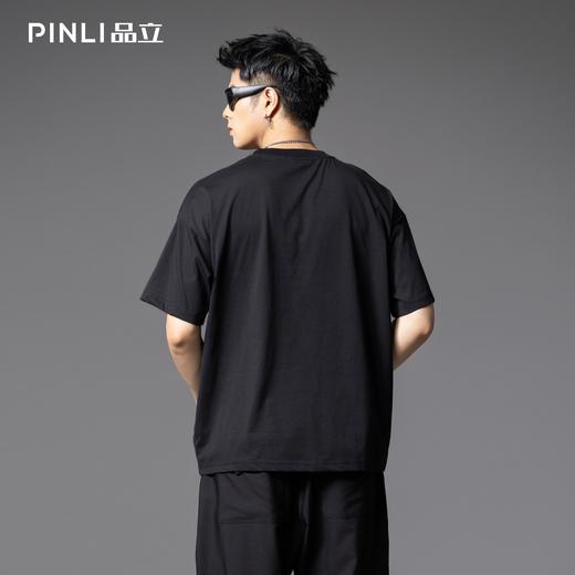 PINLI品立2025夏季新款国潮满印宽松短袖T恤美式男士休闲体恤上衣B252111081 商品图3
