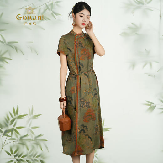 【琥珀松林】【香云纱】乔万尼2025重磅新品40mm新中式旗袍裙ED2E468 商品图3