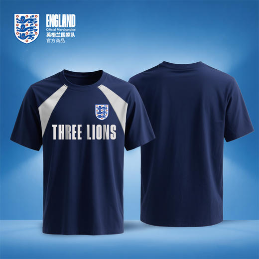 【官方正版】英格兰国家队 | 深蓝拼色T恤夏季运动休闲圆领短袖 商品图0