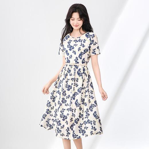 「高货wl」全新升级【铂金会员293/天猫389/差价96】(04739)洛诗琳气质印花天丝麻连衣裙2025夏季新款优雅收腰裙子女wl04739 商品图1