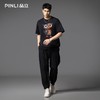 PINLI品立2025夏季新款潮牌宽松短袖T恤男士印花拼料休闲上衣体恤B252111079 商品缩略图1