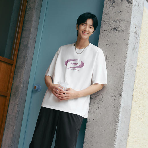 森马短袖T恤男凉感宽松撞色印花t恤白色上衣2025新款夏装简约潮流 商品图2