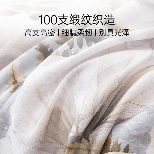 2025年春季新款雅芳婷100S摩登丝床笠六件套轻奢丝滑被套亲肤套件 商品图2