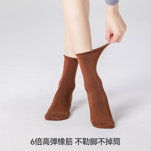 左分之右袜子女春夏款纯棉10A抗菌中筒袜糖果成人无骨卷边堆堆袜 商品图1