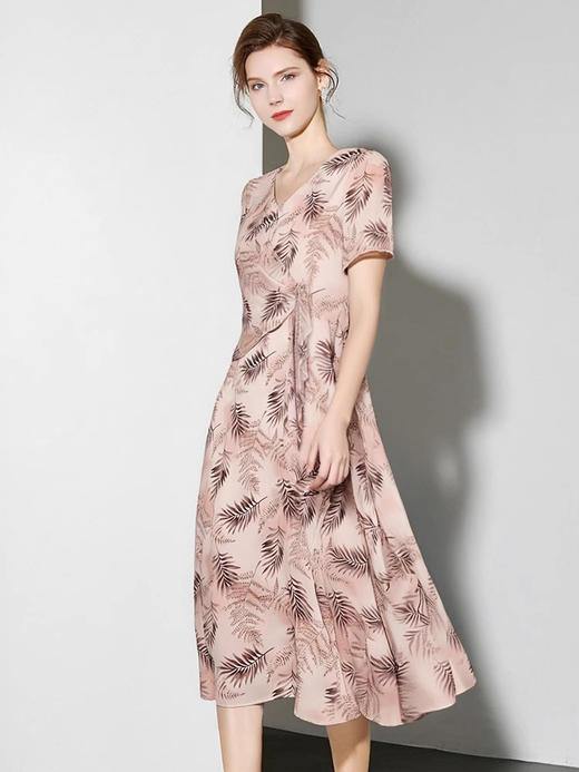 全新升级【铂金会员257/天猫339/差价82】(21431)气质印花连衣裙夏女2025新款女装时尚高级设计感小众中长款裙子 商品图2