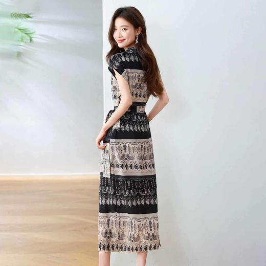 时尚气质复古休闲撞色，印花收腰显瘦好看连衣裙HR-BBL5013 商品图3