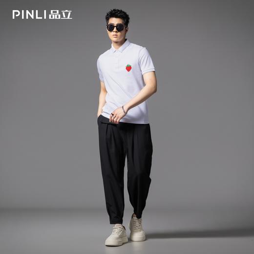 PINLI品立2025夏季新款男士修身翻领贴布绣短袖POLO衫上衣体恤潮BG252112093 商品图1