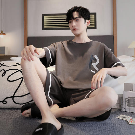 男生家居服套装男士夏季圆领短袖短裤薄款休闲大码可外穿 商品图3