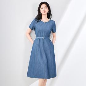 「高货wl」全新升级【铂金会员367/天猫489/差价122】(05422)洛诗琳法式复古重工钉珠连衣裙2025夏季收腰显瘦牛仔裙wl05422