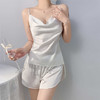 【性感纯欲风❗冰丝吊带睡衣两件套】让你的夏夜更迷人，深开叉设计，清凉舒适又撩人，吊带睡衣女小背心深开叉短裤套装QQ 商品缩略图3