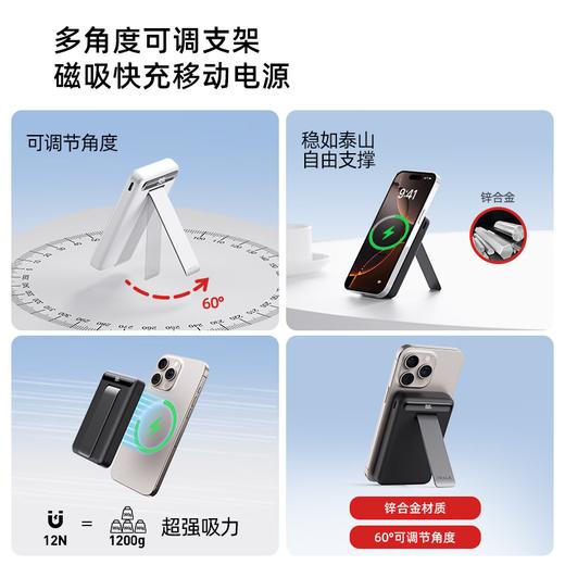 【国家3C认证】爱沃可（iWALK）QI2真无线15W快充MXB014 磁吸支架Magsafe无线充电宝20W大容量10000mAh移动电源适用iphone全系 商品图4