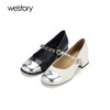 westory春季新款休闲小低跟金属头系带玛丽珍皮鞋W24AE56921 商品缩略图0