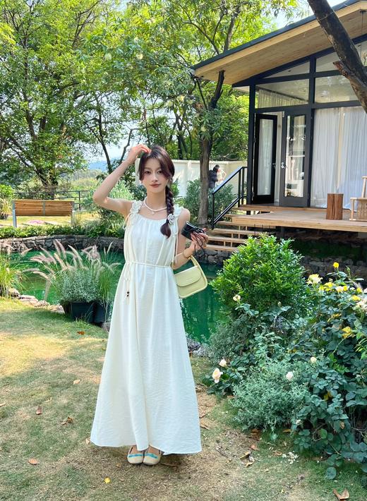 【GZ】无忧购韩系度假风温柔少女系带收腰显瘦背心连衣裙1935（截单后3-.5天发货) 商品图1