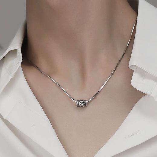 【敦煌六字真言转运珠项链】敦煌福泽六字真言项链 男女蛇骨链设计感 个性复古可转动男士吊坠 商品图3