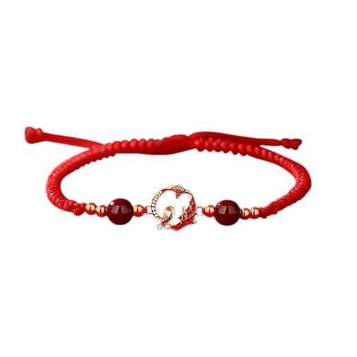 六鑫珠宝 化蛇锦鲤朱砂红绳手绳 复古国潮新中式 商品图4