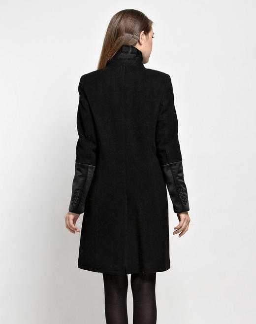 4893915748725   EQ:IQ  黑色简约休闲长袖大衣 商品图1