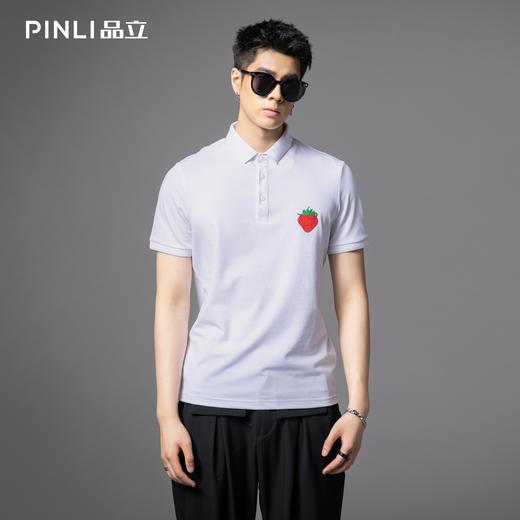 PINLI品立2025夏季新款男士修身翻领贴布绣短袖POLO衫上衣体恤潮BG252112093 商品图2
