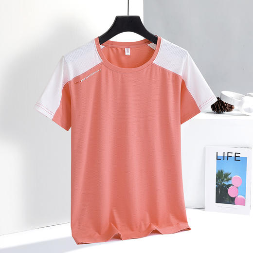 户外运动透气吸汗女上衣短袖高弹速干运动服宽松速干T恤健身衣 商品图3