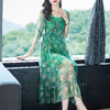 WWM-69380真丝连衣裙气质优雅桑蚕丝绿色两件套沙滩海边度假长裙 商品缩略图2