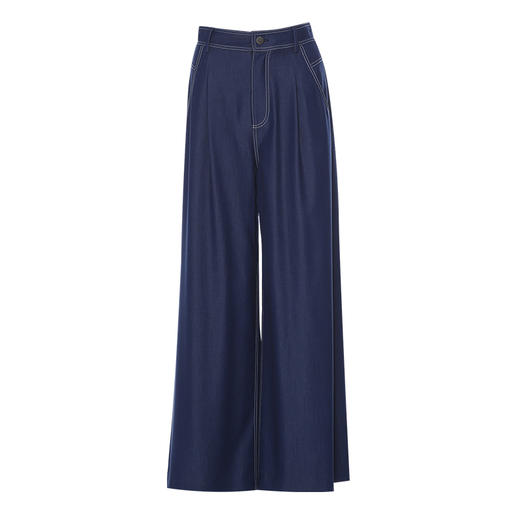 EITIE爱特爱时尚复古撞色走线高腰利落阔腿牛仔裤2025夏季新款B2505606A 商品图5