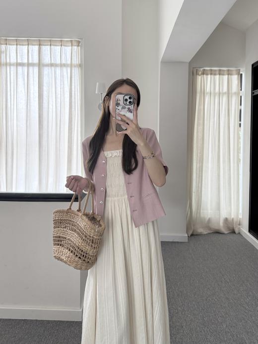 巴黎漫步｜气质有迹可循 精致优雅珍珠单排扣小香风格短袖衬衫 粉色 商品图1