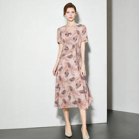 全新升级【铂金会员257/天猫339/差价82】(21431)气质印花连衣裙夏女2025新款女装时尚高级设计感小众中长款裙子
