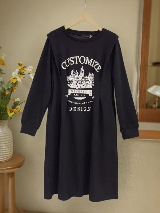 双十二福利！【诗铭洛可】W914 印花卫衣裙长袖压褶连衣裙 商品图2