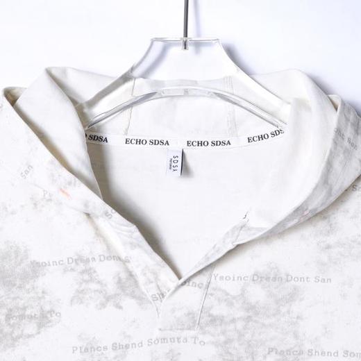 T3508夏季高级感新款男士扎染印花字母连帽短袖T恤洒金简约百搭上衣 商品图2