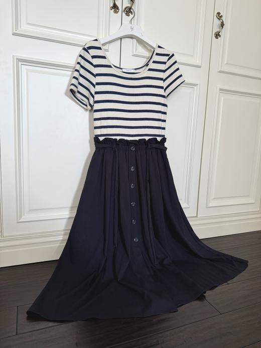 随身携带我的风景｜简约通勤 拼接收腰设计连衣裙 面料自带天然棉籽壳 藏青色 商品图4