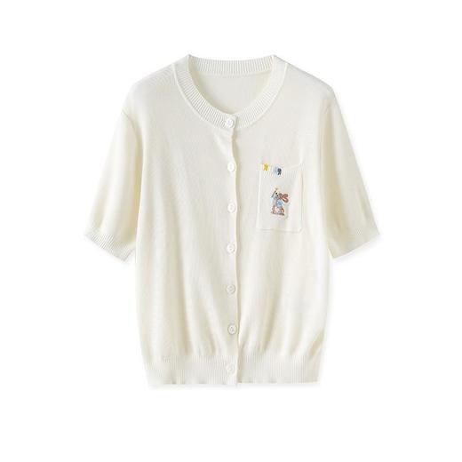 「高货wl」全新升级【铂金会员183/天猫249/差价66】(05135)洛诗琳法式趣味口袋刺绣针织开衫2025夏季天丝凉感上衣wl05135 商品图4