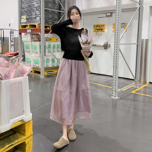 【YW】无忧购法式温柔风暮云纱半身裙女夏季高腰a字蓬蓬纱裙H-1826（截单后3-5天发货) 商品图2