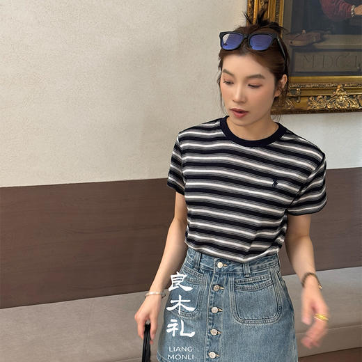 【预售7天】良木礼条纹短袖（6530） 商品图0