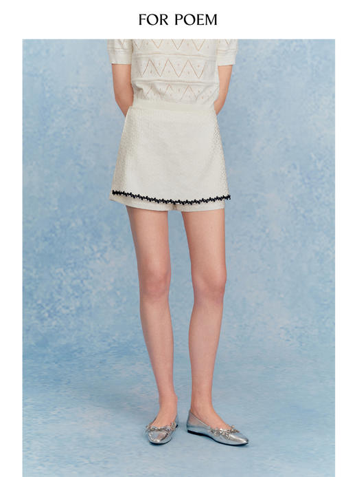 ForPoem 现货 25/SS原创设计中腰花朵提花肌理半身裙裤 商品图0
