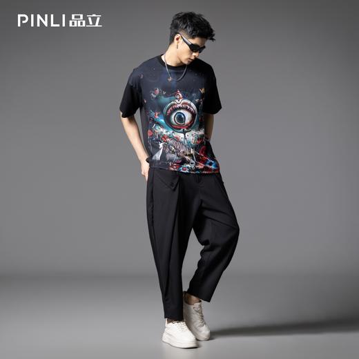 PINLI品立2025夏季新款国潮满印宽松短袖T恤美式男士休闲体恤上衣B252111081 商品图1