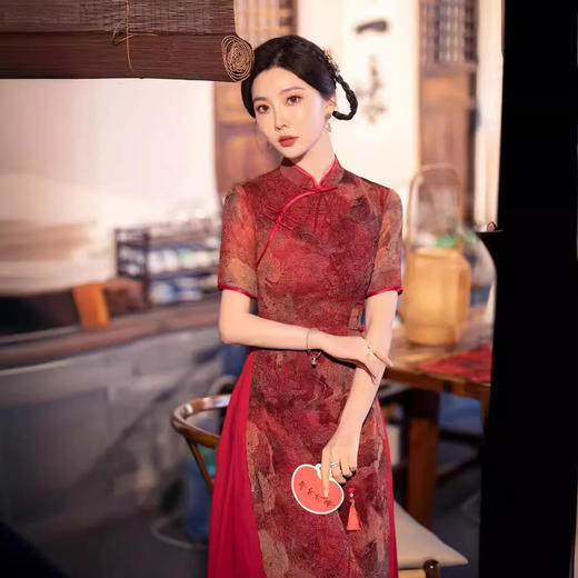 中国风改良奥戴旗袍日常素雅民改良连衣裙茶服GSJ869 商品图0