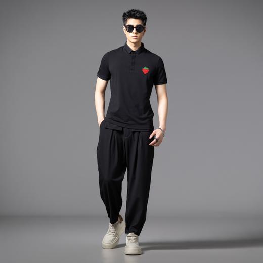 PINLI品立2025夏季新款男士修身翻领贴布绣短袖POLO衫上衣体恤潮BG252112093 商品图4