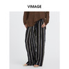 VIMAGE纬漫纪复古老钱风垂坠百搭宽松时尚条纹阔腿裤2025夏季新款V2305943 商品缩略图2