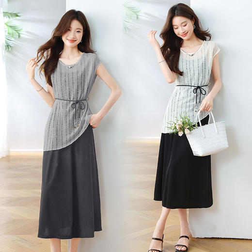 2025年夏季新款吊带连衣裙套装设计感不规则上衣系带减龄两件套HR-XYFS6792 商品图1