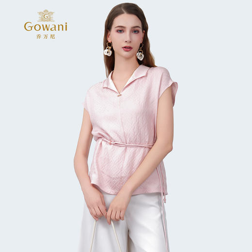 乔万尼100%真丝2025新品收腰时尚衬衫ED2C413 商品图2