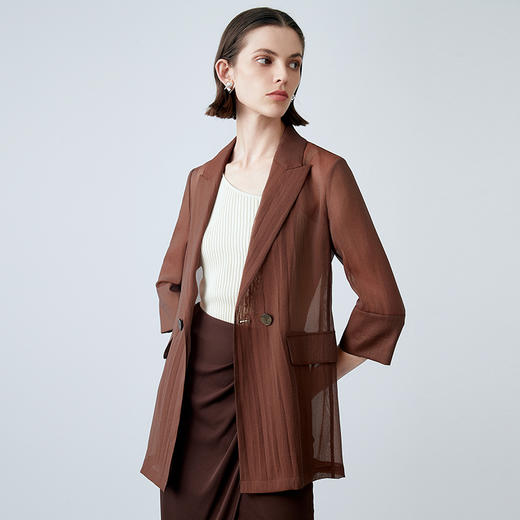 EITIE爱特爱夏季新款休闲网纱透视轻薄西装外套7803508 商品图2