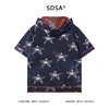 T3521夏季高级感新款男士撞色磨破星星设计连帽短袖T恤高街痞帅上衣 商品缩略图5