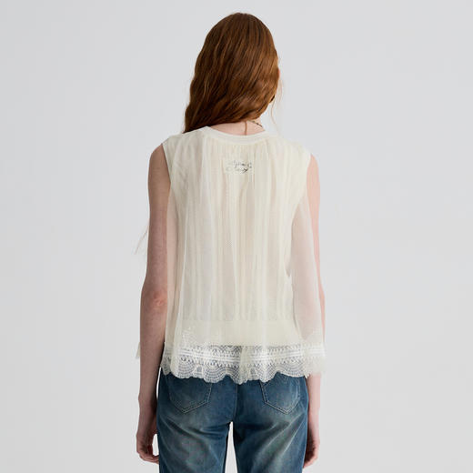 谜底针织衫无袖女2025夏季新品复古文艺合身A型短上衣252MZ0868 商品图2