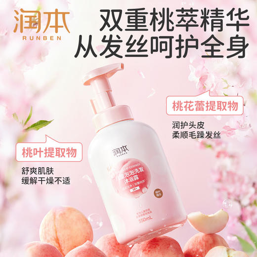 【品牌直发】润本儿童沐浴露洗发水二合一 桃叶精华沐浴露 0岁+ 3岁+可选 婴幼儿宝宝泡泡浴婴儿女童男童泡沫型 商品图2